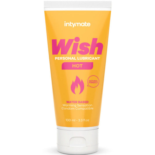 Lubricante estimulante INTIMATELINE INTYMATE Wish Efecto Calor, 100 ml, en botella con etiquetado y tapa.