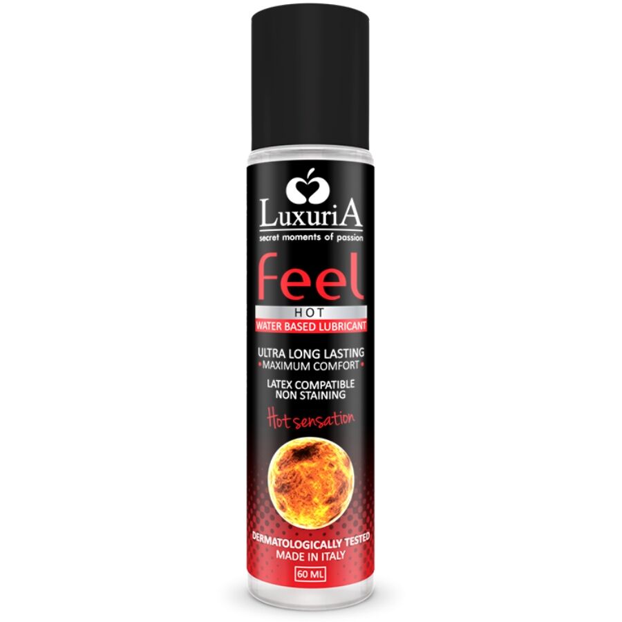 Lubricante de agua INTIMATELINE Luxuria Feel Hot Sensation en botella de 60 ml, efecto calor para mayor sensorialidad.