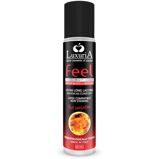 Lubricante de agua INTIMATELINE Luxuria Feel Hot Sensation en botella de 60 ml, efecto calor para mayor sensorialidad.