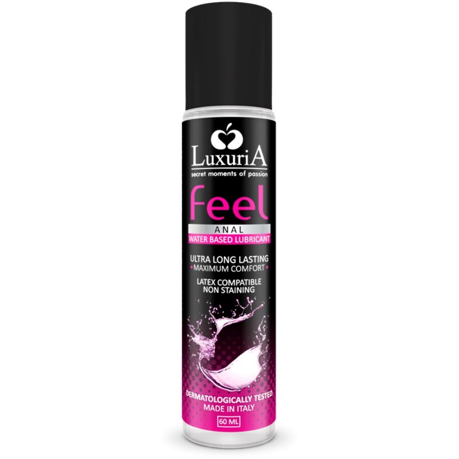 Lubricante base agua INTIMATELINE LUXURIA Feel para uso anal, botella de 60 ml, textura suave y deslizante para mayor comodidad
