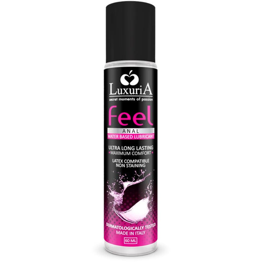 Lubricante base agua INTIMATELINE LUXURIA Feel para uso anal, botella de 60 ml, textura suave y deslizante para mayor comodidad