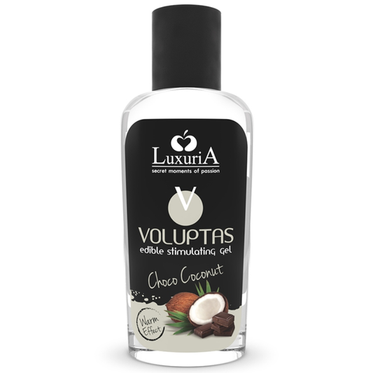 Gel de masaje comestible INTIMATELINE LUXURIA Voluptas con efecto calor, aroma a coco y crema, 100 ml, para sensuales momentos.