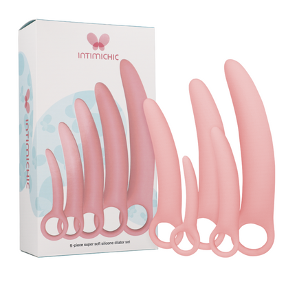 Set de 5 dilatadores de silicona de la marca INTIMICHIC, ideales para uso personal y comodidad íntima.
