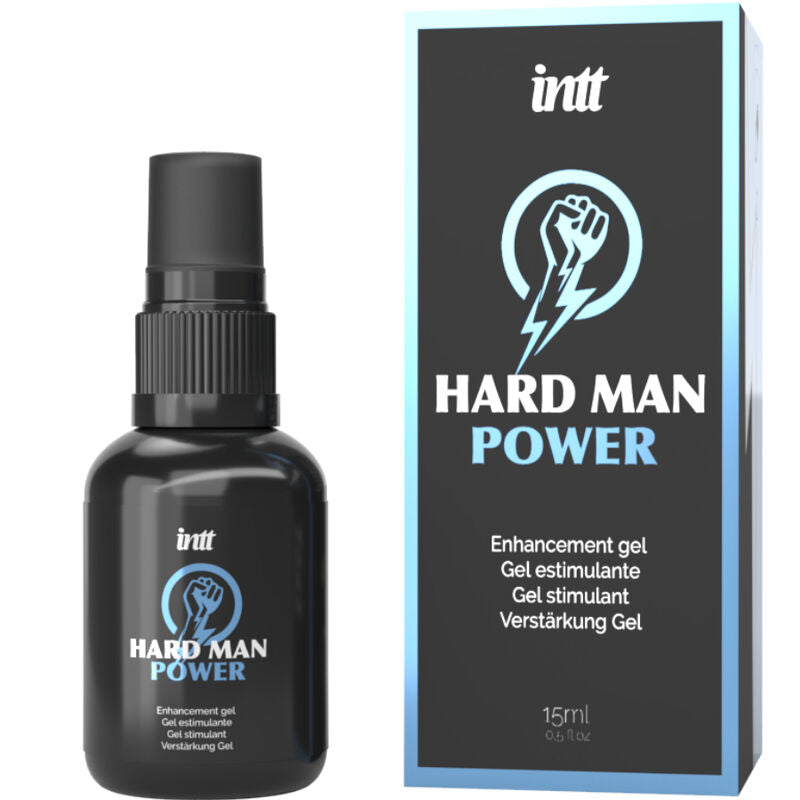 Spray estimulador Hard Man Power de la marca INTT FOR HER, frasco de spray para mejorar el rendimiento.