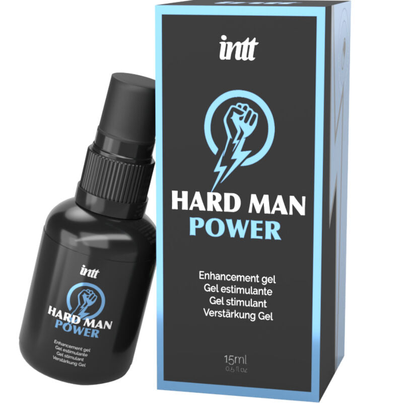 Spray estimulador Hard Man Power de INTT FOR HER, frascos de producto para mejorar el rendimiento sexual masculino.