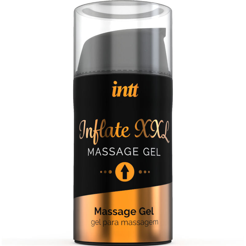 Gel íntimo INTT FOR HIM para aumentar erección y tamaño del pene, frascos con textura y etiqueta visible.