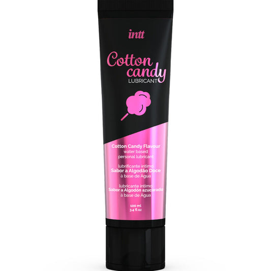 Lubricante íntimo de INTT LUBRICANTS con sabor a algodón dulce, base de agua y textura suave para mayor comodidad y placer.