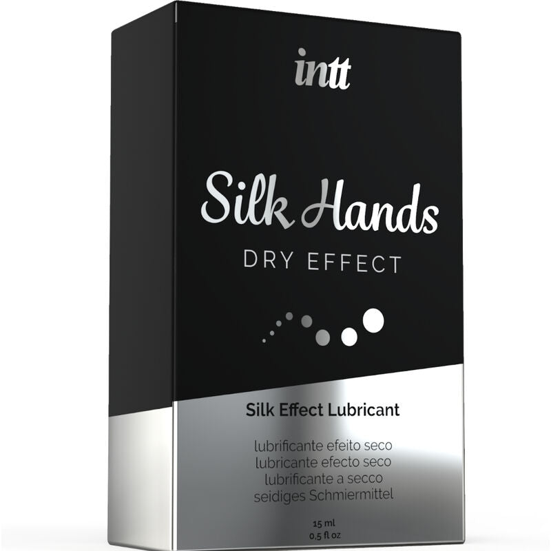Lubricante Silk Hands de INTT LUBRICANTS en envase de 15 ml, fórmula concentrada de silicona para suavizar y proteger la piel.