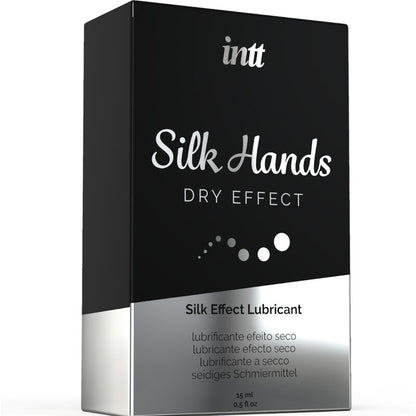 Lubricante Silk Hands de INTT LUBRICANTS en envase de 15 ml, fórmula concentrada de silicona para suavizar y proteger la piel.