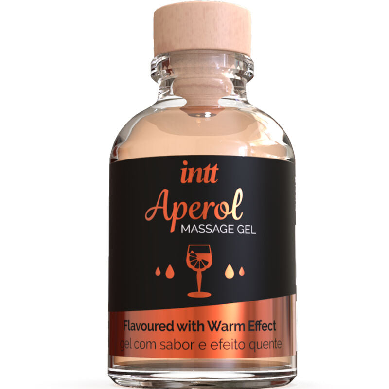 INTT Massage & Oral Sex Gel de Masaje Aperol Efecto Calor Intenso, warming massage and oral intimacy lubricant.