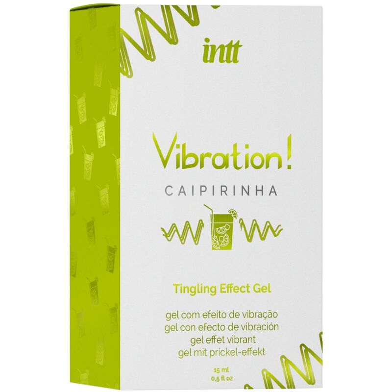 Gel estimulante íntimo líquido en envase de 15 ml con aroma a caipirinha, de la marca INTT, para mayor placer y sensibilidad.