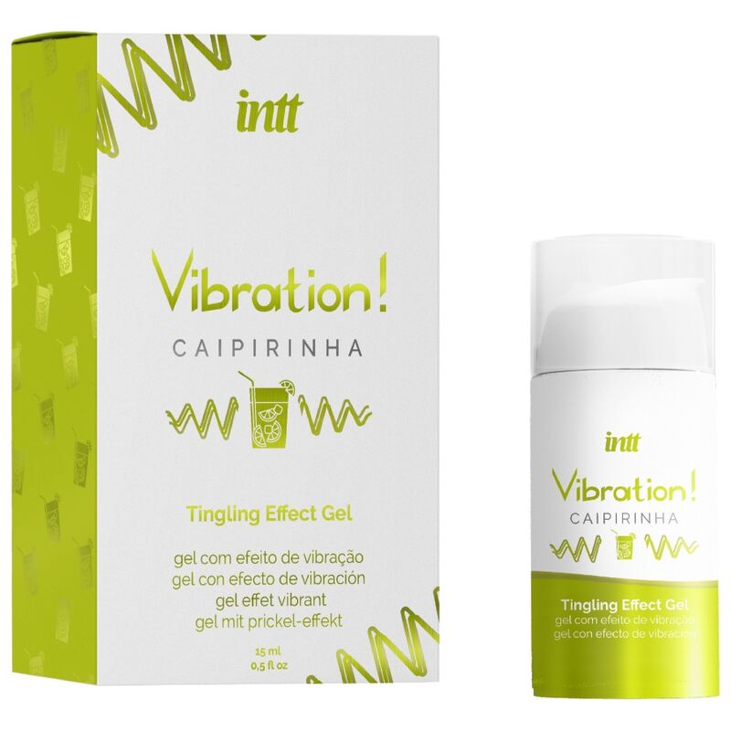Gel estimulante íntimo líquido con aroma a caipirinha de INTT, 15 ml, para mayor sensibilidad y placer en pareja.