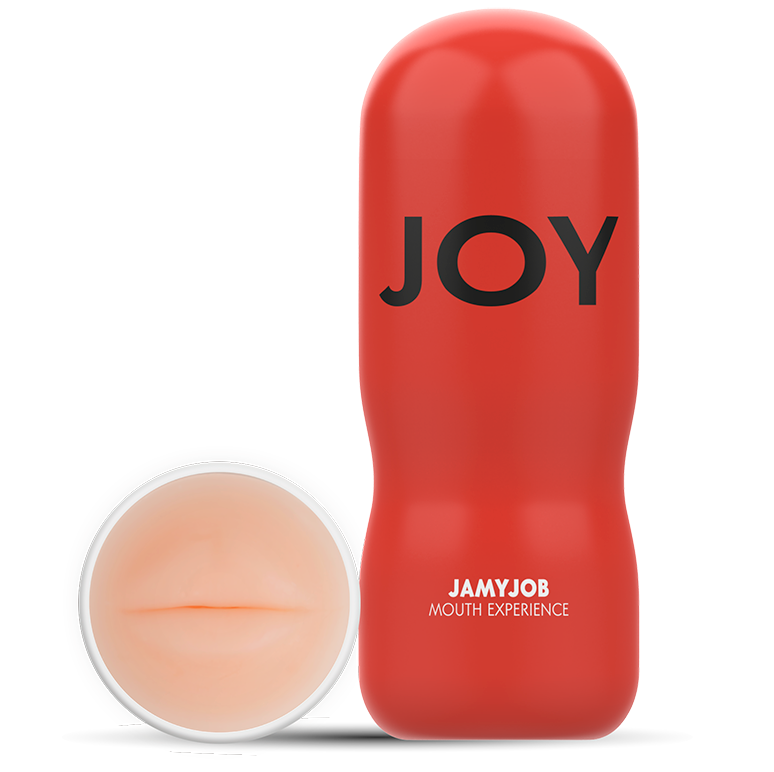 Masturbador de boca excitante de la marca JAMYJOB, con detalles realistas y textura suave para una experiencia placentera.