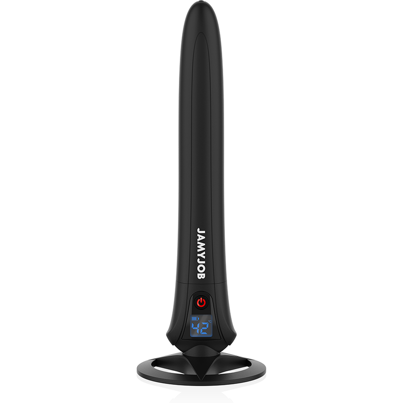 Calentador de masturbadores JAMYJOB para uso masculino, con control de temperatura y diseño compacto.