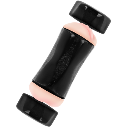 Masturbador doble con entrada vaginal y anal de la marca JAMYJOB, diseño realista y textura detallada para mayor comodidad.