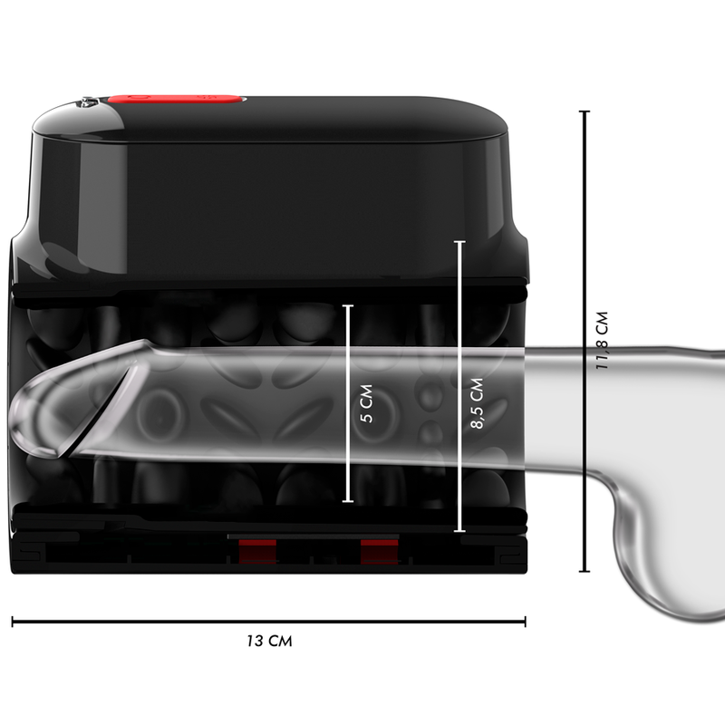 Masturbador Vortex Turbo JAMYJOB con empuje y rotación 360 grados, diseño compacto y realista para placer masculino.