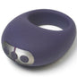 Purple JE JOUE Mio vibrating ring displayed on a white background, showcasing its sleek design and textured finish.