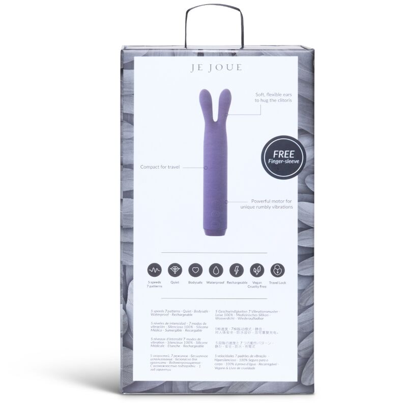 Bala vibradora rabbit lila de la marca JE JOUE, con diseño ergonómico y estimulador en forma de conejo.