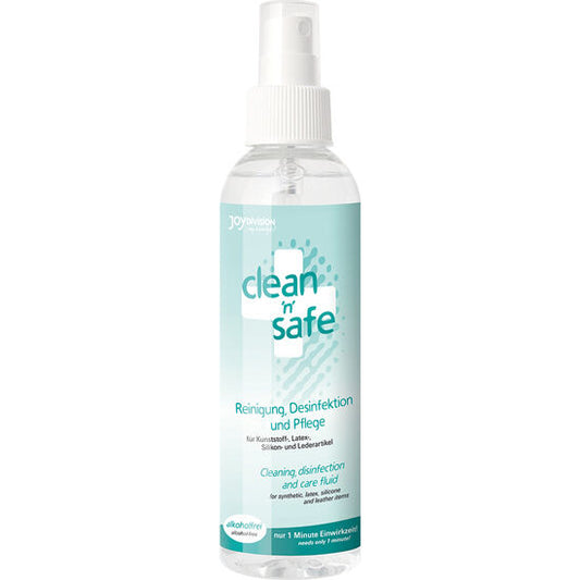 Spray limpiador de juguetes JOYDIVISION CLEAN SAFE en botella de 200 ml para higiene y desinfección segura.