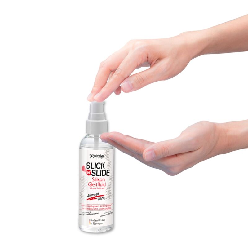 JOYDIVISION SLIK N LIDE silicone lubricant in a 100 ml bottle, featuring a sleek design and easy-to-use cap.