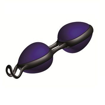 Black and blue JOYDIVISION JOYBALLS, featuring smooth design for kegel exercises and pelvic floor strengthening.