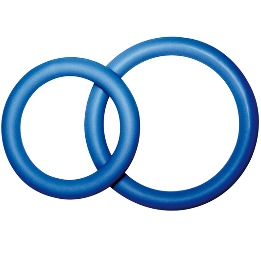 JOYDIVISION POTENZDUO blue penis rings in medium size displayed on a neutral background.