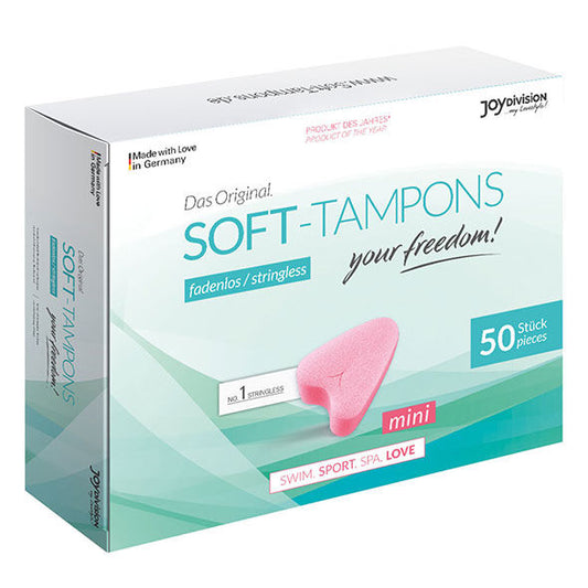 JOYDIVISION SOFT-TAMPONS Mini Love tampons in packaging, featuring a soft and discreet design for comfort.