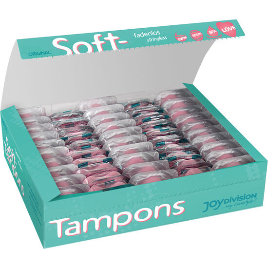 JOYDIVISION SOFT-TAMPONS Mini Love pack of 50 original tampons displayed in a clean, well-lit environment.