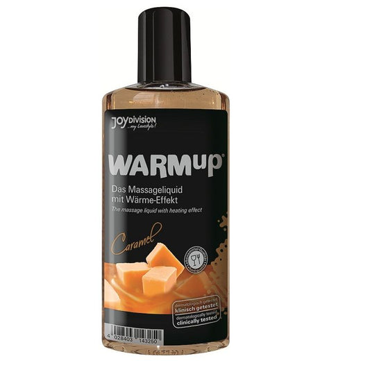 JOYDIVISION WARMUP massage oil in caramel scent, 150ml bottle with warm effect for relaxation and soothing massage.