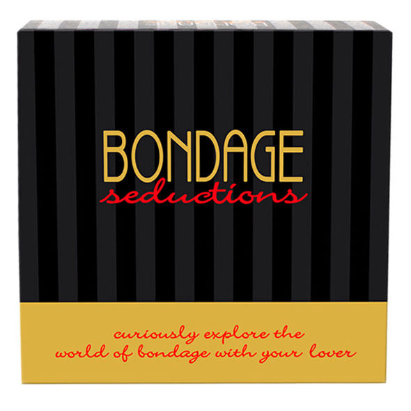KHEPER GAMES Bondage Seductions game showing bondage-themed cards and accessories for exploring BDSM.