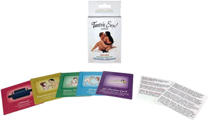 KHEPER GAMES Tantric Sex card game featuring colorful cards and playful illustrations for adult entertainment.