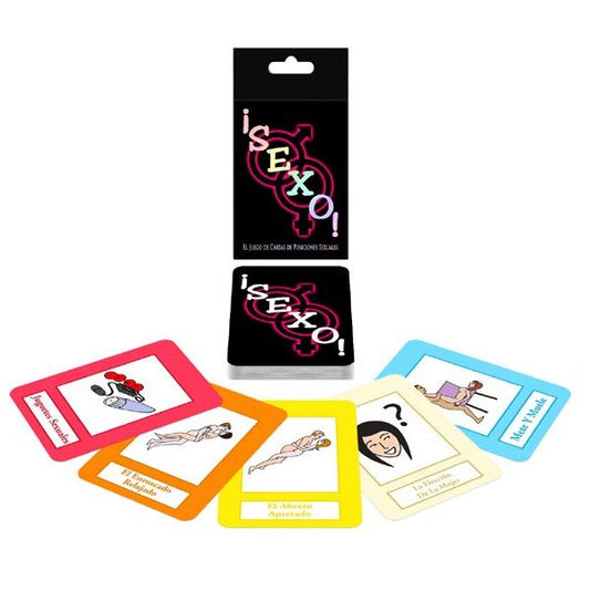 KHEPER GAMES ¡SEXO! card game featuring various sexual positions illustrated on the cards.