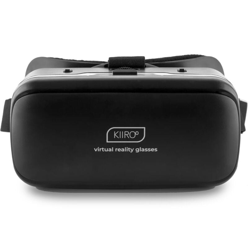 Auriculares y gafas de realidad virtual KIIROO en color negro, mostrando el diseño y detalles del producto.