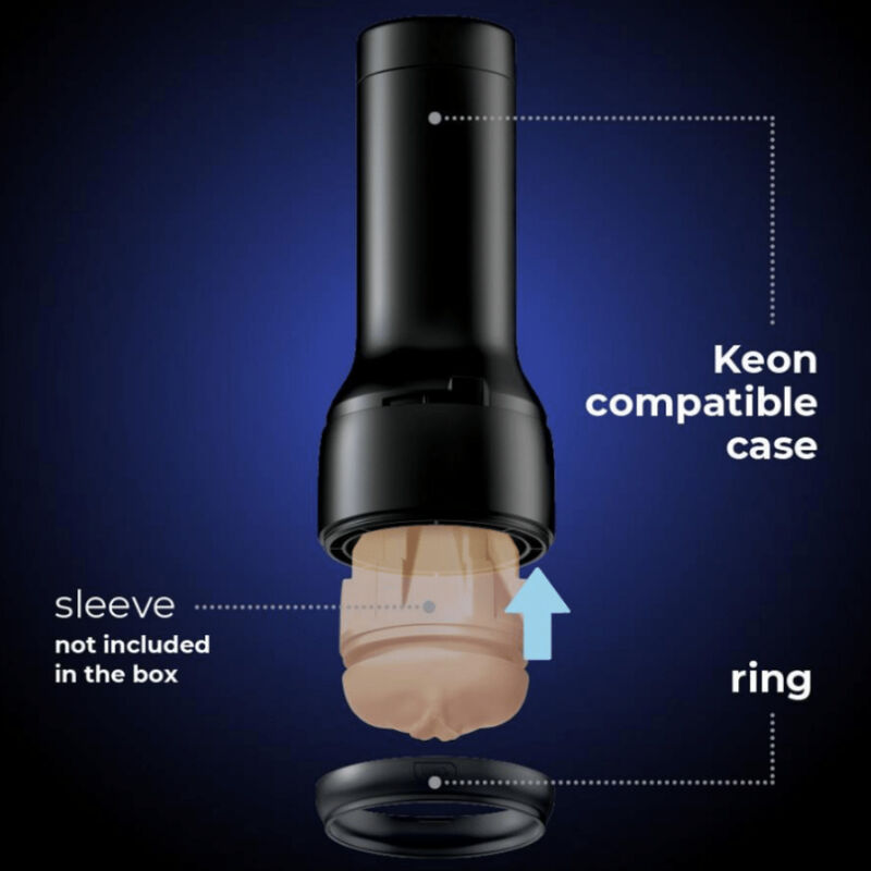Funda compatible con masturbador KIIROO KEON, diseñada para uso con dispositivo de placer sexual, en color negro con textura suave.