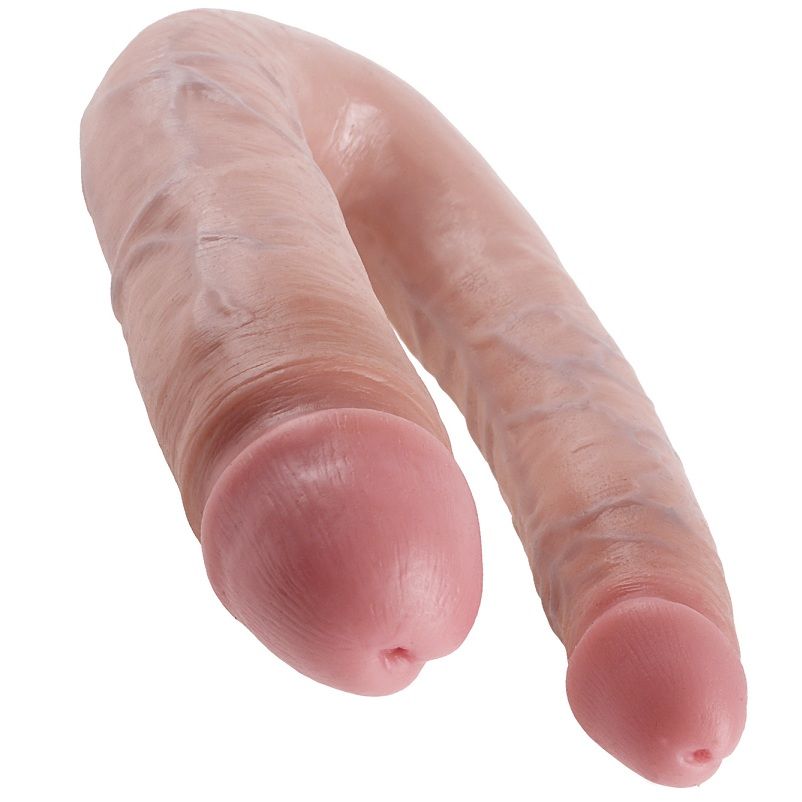 Natural 17.8 cm double penetration dildo by KING COCK, featuring realistic texture and lifelike design.