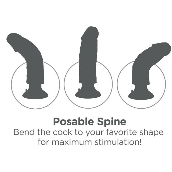 Dildo vibrador natural KING COCK de 23 cm, con textura realista y diseño erótico para placer íntimo.