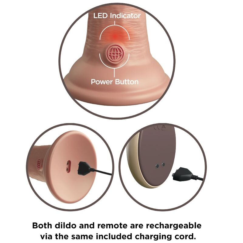 KING COCK - ÉLITE DILDO REALÍSTICO VIBRADOR & SILICONA CONTROL REMOTO 23 CM