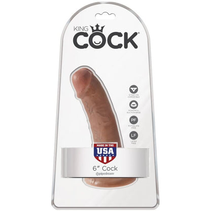 Pene realista KING COCK de 15 cm en color caramelo, con detalles anatómicos y textura realista para uso íntimo.