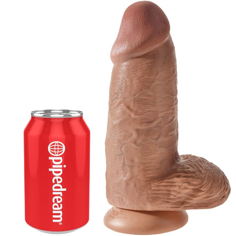 Pene realístico Chubby de 23 cm en color caramelo de la marca KING COCK, con detalles que imitan la textura natural.