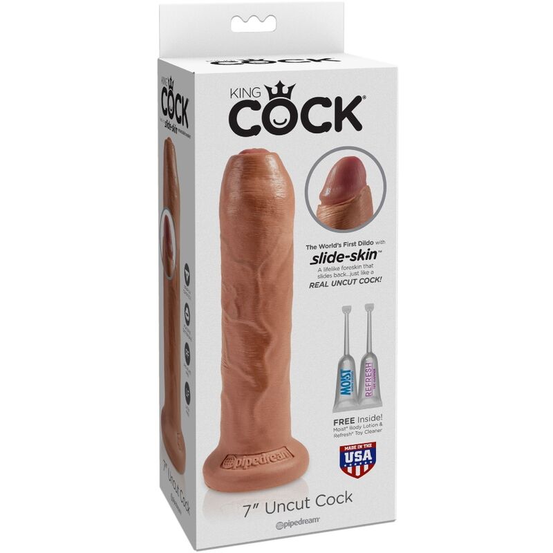 KING COCK - PENIS REALÍSTIC AMB PREPUCI 17.8 CM CARAMEL