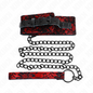 Collar con correa de encaje y cinturón de cuero real de KINK COLLAR & GAG, 105 cm, elegante y ajustable para uso personal.