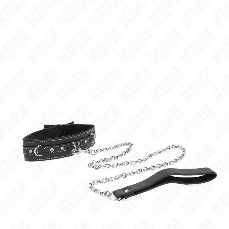 KINK - COLLAR AMB CORRETJA 105 CM DE PELL DE PVC REGULAMENT DE DIAMANTS D'IMITACIÓ 41.5 X 4 CM