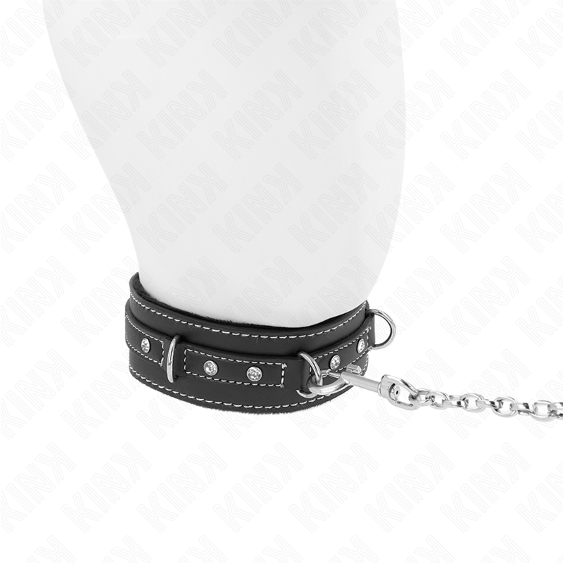KINK - COLLAR AMB CORRETJA 105 CM DE PELL DE PVC REGULAMENT DE DIAMANTS D'IMITACIÓ 41.5 X 4 CM