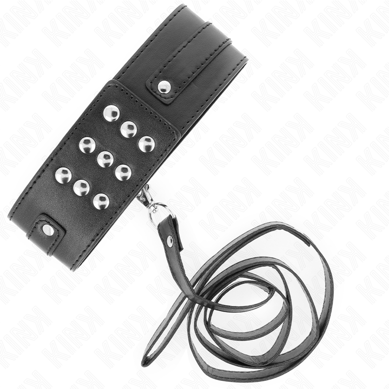 Collar ajustable KINK con correa de 116 cm, modelo 1, en color negro, con dimensiones de 36-43 cm x 5 cm.