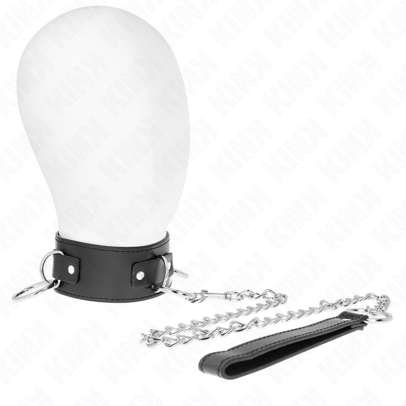 Collar ajustable KINK con correa de 65 cm y 3 anillos, modelo 2, en material resistente y cómodo para uso íntimo.