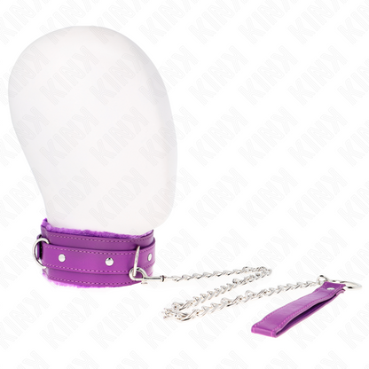 Collar ajustable KINK con correa de 65 cm, en color morado, con restricciones, para uso de BDSM, con tamaño ajustable.