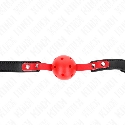 KINK - MORDASSA DE BOLA 4 CM DURA BUIDA VERMELL CORRETJA NEGRA 60 x 2 CM AJUSTABLE 37-52 CM