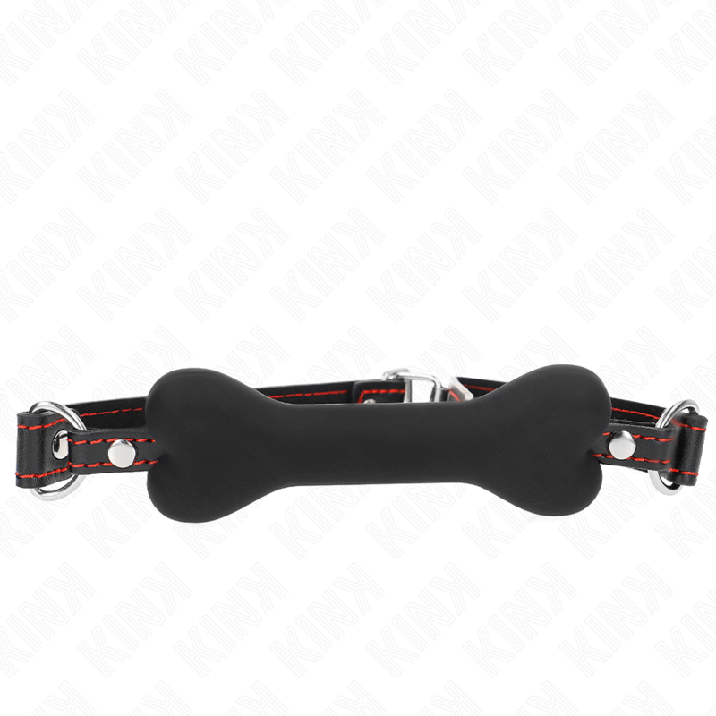 Black bone gag from KINK, 12 cm long and 2 cm wide, featuring a sleek design suitable for BDSM play.