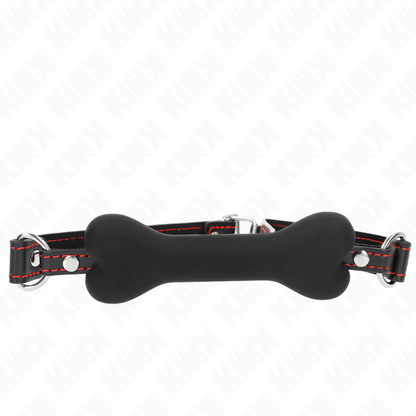 Black bone gag from KINK, 12 cm long and 2 cm wide, featuring a sleek design suitable for BDSM play.