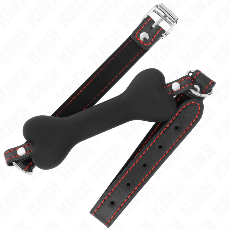 Black 12 cm bone gag from KINK, featuring a 63 x 2 cm design, ideal for bondage and BDSM play.